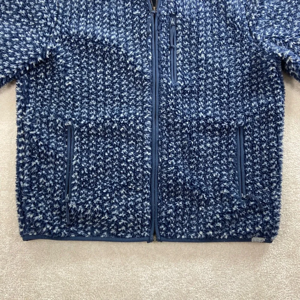 J.Crew Nordic Fleece Jacket Mens Large Blue Sherpa Full Zip Mock Neck